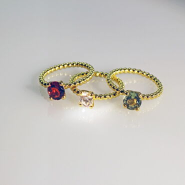 Kugelringe aus 750er Gelbgold mit Brillant 0,4ct, Turmalin grün und rot